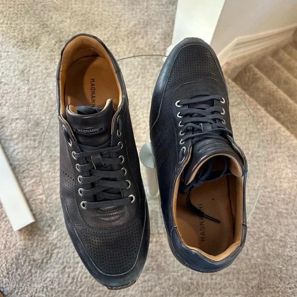 Magnanni 14804 Pueblo Leather Perforated Sneaker in Navy Blue - Picture 3 of 12